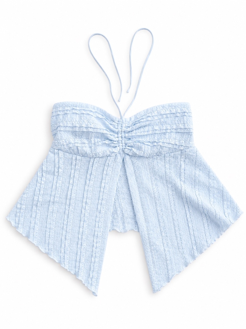 Urban Outfitters Pale Blue Strapless Tie-Back Crop Top